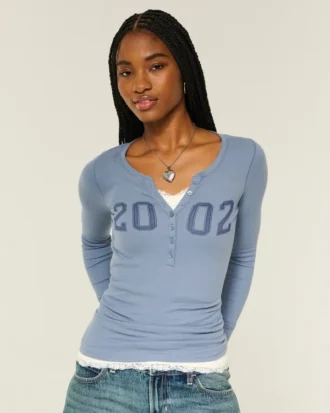 2002 Henley cu imprimeu