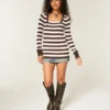 Babydoll cu mâneci lungi și gât pătrat Babydoll cu mâneci lungi și gât pătrat