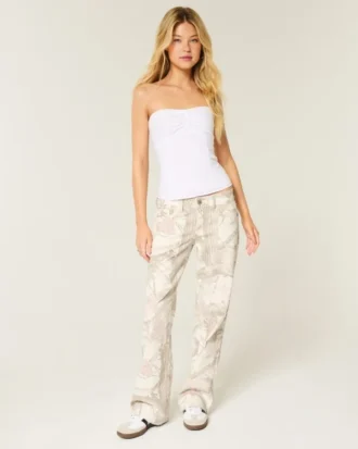 Blugi baggy camuflați cu talie joasă