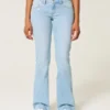Blugi bootcut cu talie joasă și broderie cu stele Blugi bootcut cu talie joasă și broderie cu stele