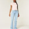 Blugi bootcut cu talie joasă și broderie cu stele Blugi bootcut cu talie joasă și broderie cu stele
