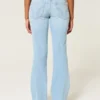 Blugi bootcut cu talie joasă și broderie cu stele Blugi bootcut cu talie joasă și broderie cu stele