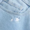 Blugi bootcut cu talie joasă și broderie cu stele Blugi bootcut cu talie joasă și broderie cu stele