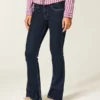 Blugi bootcut cu talie joasă și spălare închisă Blugi bootcut cu talie joasă și spălare închisă
