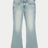 Blugi bootcut cu talie joasă, spălare medie, brodați cu fluturi Blugi bootcut cu talie joasă, spălare medie, brodați cu fluturi