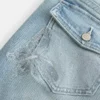 Blugi bootcut cu talie joasă, spălare medie, brodați cu fluturi Blugi bootcut cu talie joasă, spălare medie, brodați cu fluturi