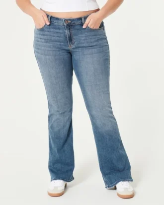 Blugi bootcut cu talie medie și spălare medie