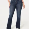 Blugi bootcut cu talie medie și spălare închisă Blugi bootcut cu talie medie și spălare închisă