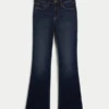 Blugi bootcut cu talie medie și spălare închisă Blugi bootcut cu talie medie și spălare închisă