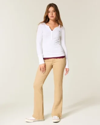 Blugi bootcut kaki cu talie medie