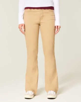 Blugi bootcut kaki cu talie medie