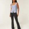 Blugi bootcut negri, cu talie joasă, spălați Blugi bootcut negri, cu talie joasă, spălați