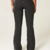 Blugi bootcut negri, cu talie joasă, spălați Blugi bootcut negri, cu talie joasă, spălați