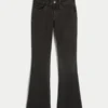 Blugi bootcut negri, cu talie joasă, spălați Blugi bootcut negri, cu talie joasă, spălați