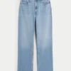 Blugi dad jeans cu talie ultra înaltă, spălare medie, pentru siluete cu forme Blugi dad jeans cu talie ultra înaltă, spălare medie, pentru siluete cu forme