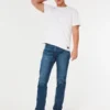 Blugi drepți slim, spălați închis Blugi drepți slim, spălați închis