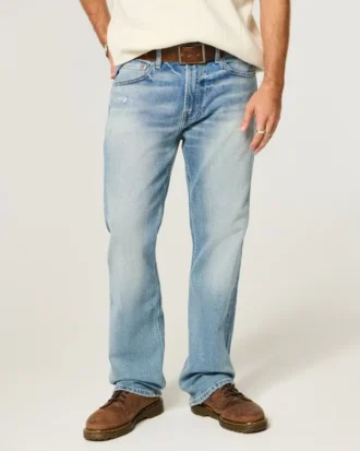 Blugi drepți Y2K Distressed Medium Wash