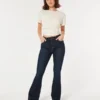 Blugi evazați, cu talie înaltă, de culoare închisă Blugi evazați, cu talie înaltă, de culoare închisă