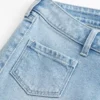 Blugi evazați cu talie ultra joasă, spălare deschisă și buzunar frontal Blugi evazați cu talie ultra joasă, spălare deschisă și buzunar frontal