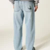 Blugi largi cu broderie Spider Blugi largi cu broderie Spider