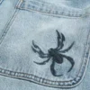 Blugi largi cu broderie Spider Blugi largi cu broderie Spider