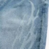 Blugi largi cu imprimeu flacără, spălare medie Blugi largi cu imprimeu flacără, spălare medie