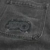 Blugi largi cu logo grafic negru spălat Blugi largi cu logo grafic negru spălat