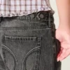 Blugi largi, cu talie joasă, lavate, negri, cu talie ajustabilă Blugi largi, cu talie joasă, lavate, negri, cu talie ajustabilă