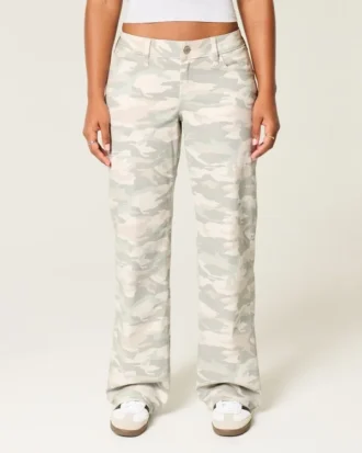 Blugi largi, cu talie joasă, model Y2K Camo