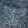 Blugi largi skater cu imprimeu Eagle, spălare medie Blugi largi skater cu imprimeu Eagle, spălare medie