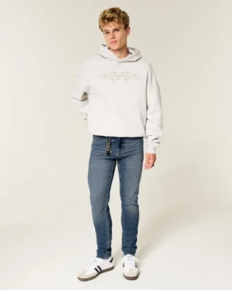 Blugi skinny sportivi, spălați mediu