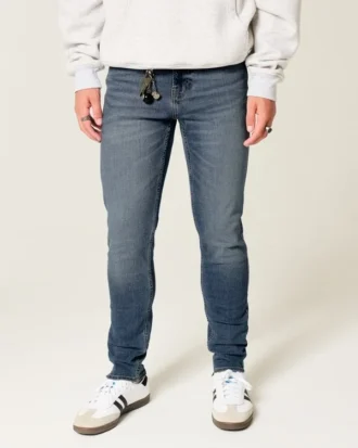 Blugi skinny sportivi, spălați mediu