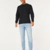 Blugi skinny sportivi, spălați în culori deschise Blugi skinny sportivi, spălați în culori deschise