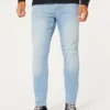 Blugi skinny sportivi, spălați în culori deschise Blugi skinny sportivi, spălați în culori deschise