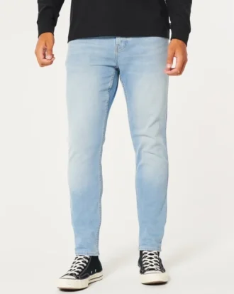 Blugi skinny sportivi, spălați în culori deschise