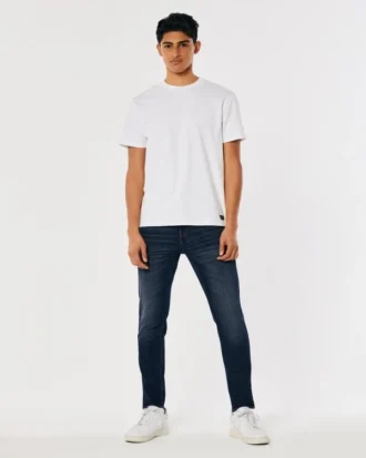 Blugi skinny sportivi, spălați închis