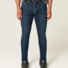 Blugi skinny sportivi, spălați închis Blugi skinny sportivi, spălați închis
