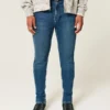 Blugi skinny sportivi, spălați închis Blugi skinny sportivi, spălați închis
