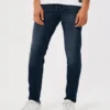 Blugi skinny sportivi, spălați închis Blugi skinny sportivi, spălați închis