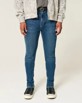 Blugi skinny sportivi, spălați închis