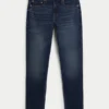 Blugi skinny sportivi, spălați închis Blugi skinny sportivi, spălați închis