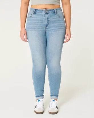 Blugi super skinny cu talie înaltă și spălare medie