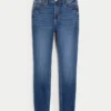 Blugi super skinny, cu talie înaltă, spălați închis la culoare Blugi super skinny, cu talie înaltă, spălați închis la culoare