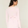 Bluză babydoll cu mâneci lungi și bordură din dantelă