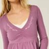 Bluză babydoll cu mâneci lungi și bust strâns Bluză babydoll cu mâneci lungi și bust strâns