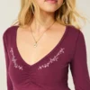 Bluză babydoll cu mâneci lungi și bust strâns Bluză babydoll cu mâneci lungi și bust strâns
