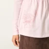 Bluză babydoll cu mâneci lungi și imprimeu grafic Bluză babydoll cu mâneci lungi și imprimeu grafic