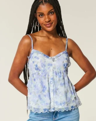 Bluză babydoll din șifon ușor