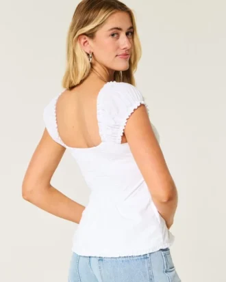 Bluză cu mâneci scurte din poplin elastic