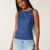 Bluză din denim cu spate decupat Bluză din denim cu spate decupat